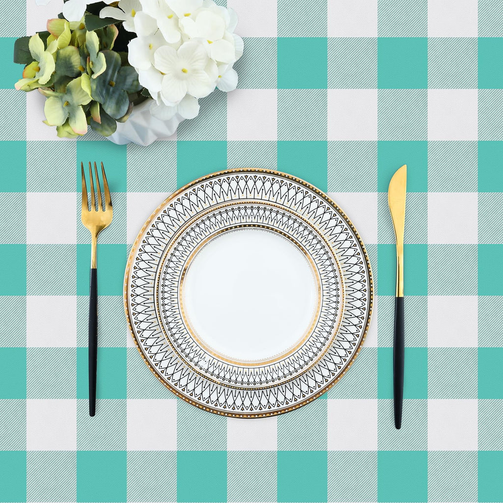 decorUhome Rectangle Tablecloth, Waterproof Vinyl Flannel Backed Table Cloth, Buffalo Wipeable Plastic Table Cover for Kitchen and Outdoor, Black and White, 60" x 84"