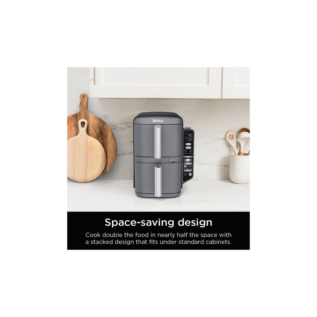 Ninja DoubleStack Smart XL Air Fryer 10-Qt, Smart Cook & Thermometer, 2 Baskets, Space Saving, SL451 Deep Gray
