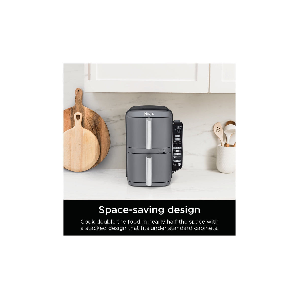 Ninja DoubleStack Smart XL Air Fryer 10-Qt, Smart Cook & Thermometer, 2 Baskets, Space Saving, SL451 Deep Gray