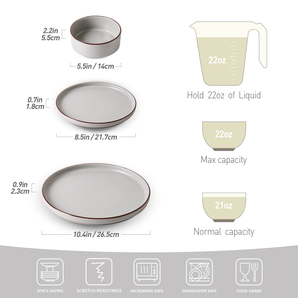 Famiware Nebula Stoneware Dinnerware Sets, 12-Piece Dish Set, Multi-color