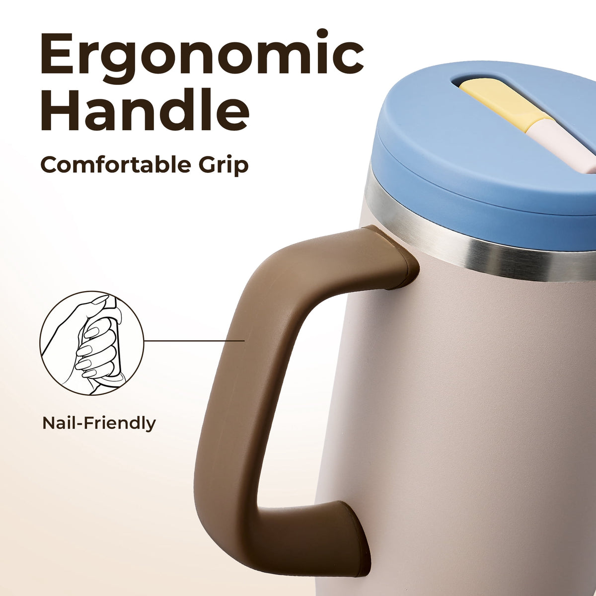 Carote Insulated Stainless Steel Tumbler with Handle and Lid, Leakproof Double Wall Vacuum Travel Mug, Reusable Cup for Hot & Cold Drinks, Pink, 32oz