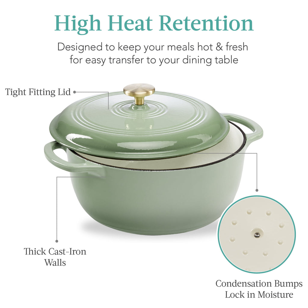 Best Choice Products 6 Quart Enamel Cast-Iron Dutch Oven, Heavy-Duty Cookware w/ Dual Handles, Lid - Cornflower Blue