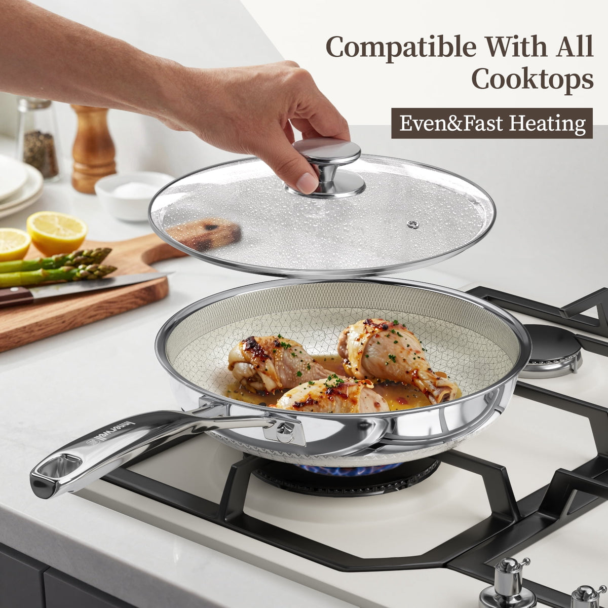 Innerwell 8-Inch Nonstick Granitic Frying Pan with Ergonomic Bakelite Handle
