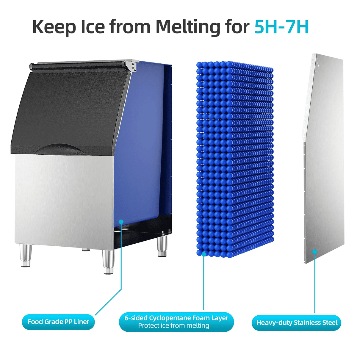 OUTBID Split Commercial Ice Maker Machine 600LBS/24H with 350lbs Ice Bin, Nugget Ice Makers Commercial, Clear Cube Pellet Ice Maker, Fast Ice Maker Ice-Ready in 8-15mins