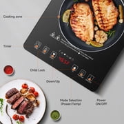 AMZCHEF Single Burner Portable Induction Cooktop 1800W Induction Countertop Burners with 6.8" Heating Coil, Black