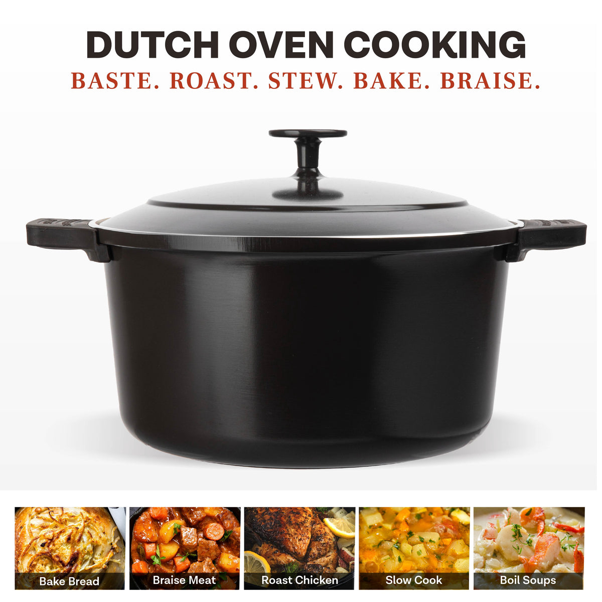Gotham Steel Ceramic Hammered 5 Qt Lightweight Dutch Oven Pot with Lid & Holders, Oven Safe & Even Heat Retaining Dutch Oven for Bread Baking Sourdough, Soup, 70% Lighter than Cast Iron, Navy