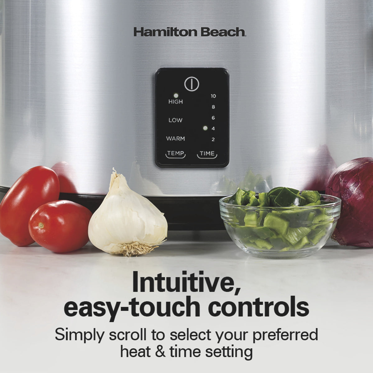 Hamilton Beach 7 Qt Programmable Slow Cooker, Stoneware Crock with Removable Pot, Stainless Steel