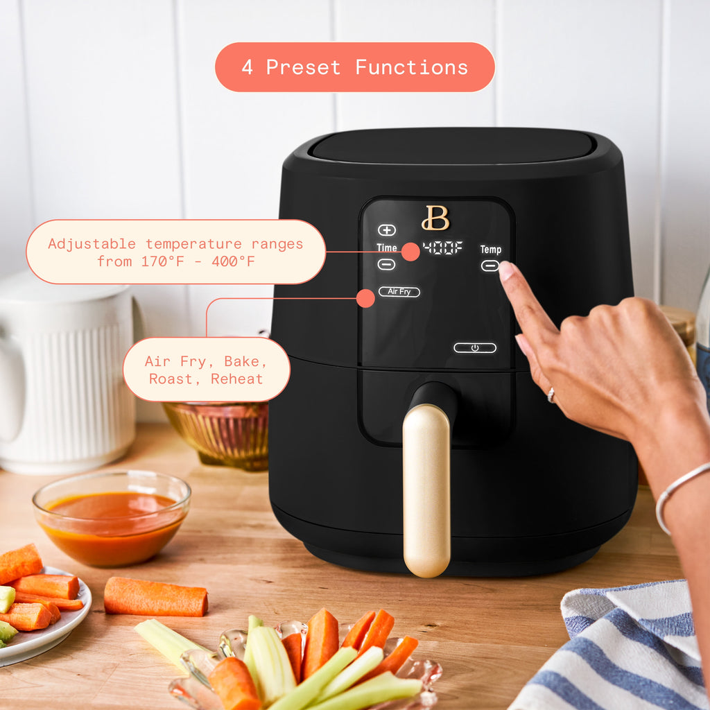 Beautiful 3 Qt Air Fryer with TurboCrisp Technology, EverGood Non-Toxic Ceramic Nonstick Coating, Chocolate by Drew Barrymore
