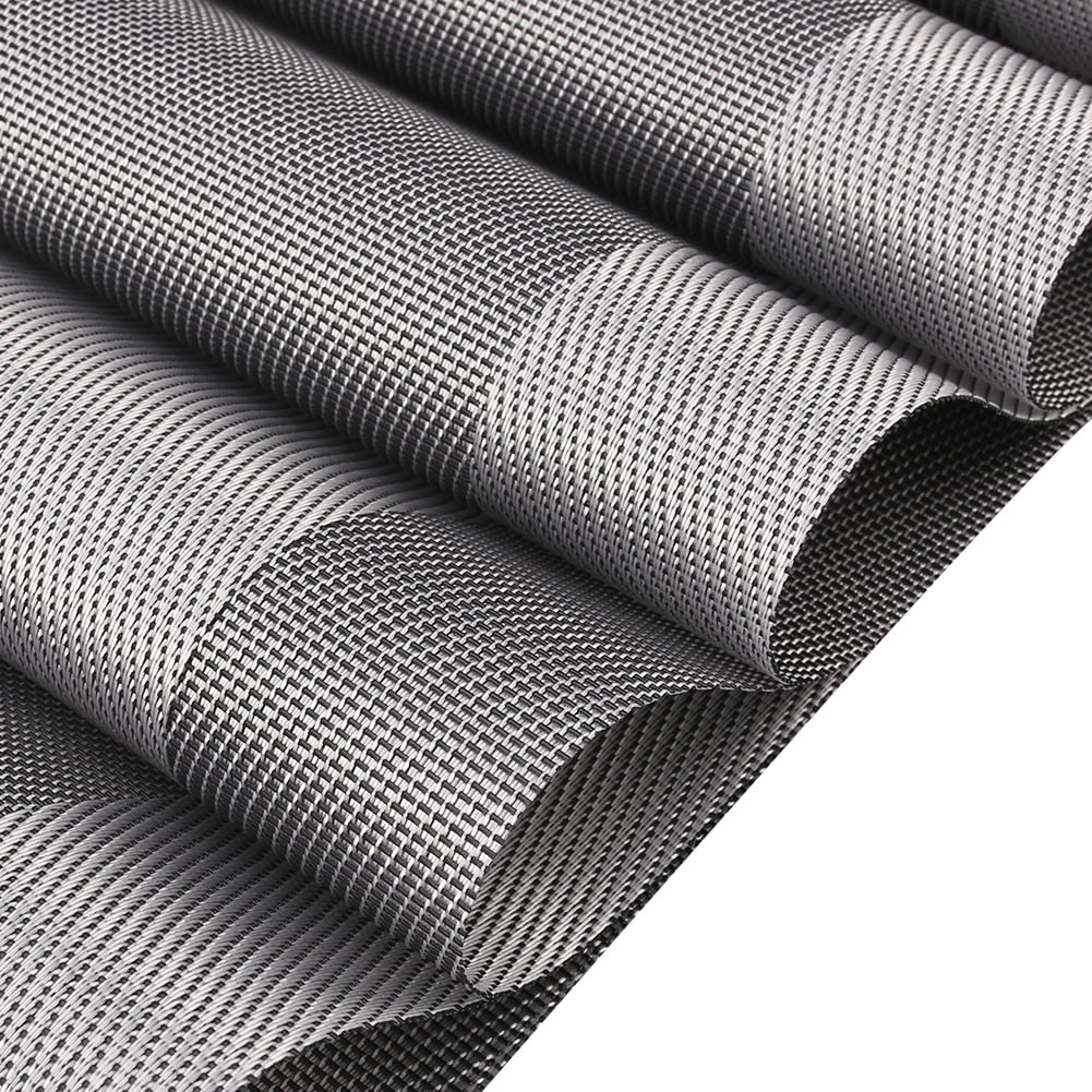 6pcs Placemats PVC Place Mats and Coasters Washable Non-Slip Heat Resistant Table Mats for Kitchen Dining Table Home Restaurant 12"×18", Sliver