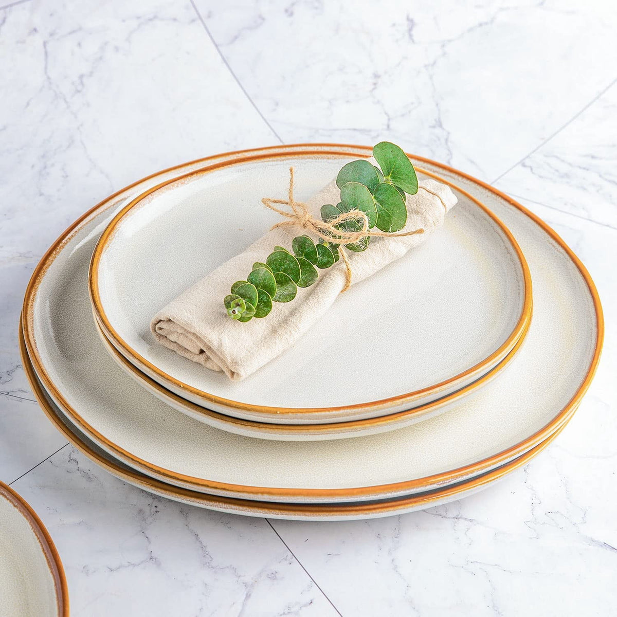 AmorArc Ceramic Plates Set of 6, 8.5 Inch Handmade Reactive Glaze Stoneware Plates set for Dessert, Salad, Appetizer, Dinner, Microwave & Dishwasher Safe, Scratch Resistant-Gade Green