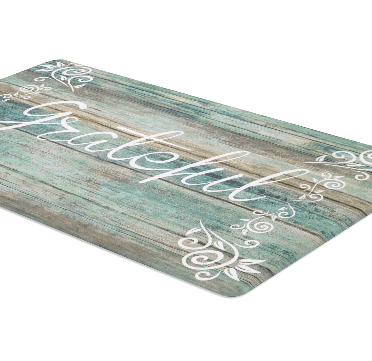MeyJey Farmhouse Kitchen Rug Set of 2, Non-Slip Anti-Fatigue Waterproof Cushioned Mat for Kitchen, Dining & Laundry Room, 18"x30"+18"x48" Teal/Brown