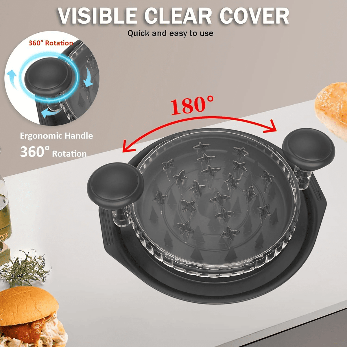 Chicken Shredder Tool Twist - 10" Large Meat Shredder Tool Twist, Visible Shredded Chicken Tool Chicken Breast Shredder, Ergonomic Handle, Dishwasher Safe, Anti-Slip,Suitable for Pork Beef Chicken