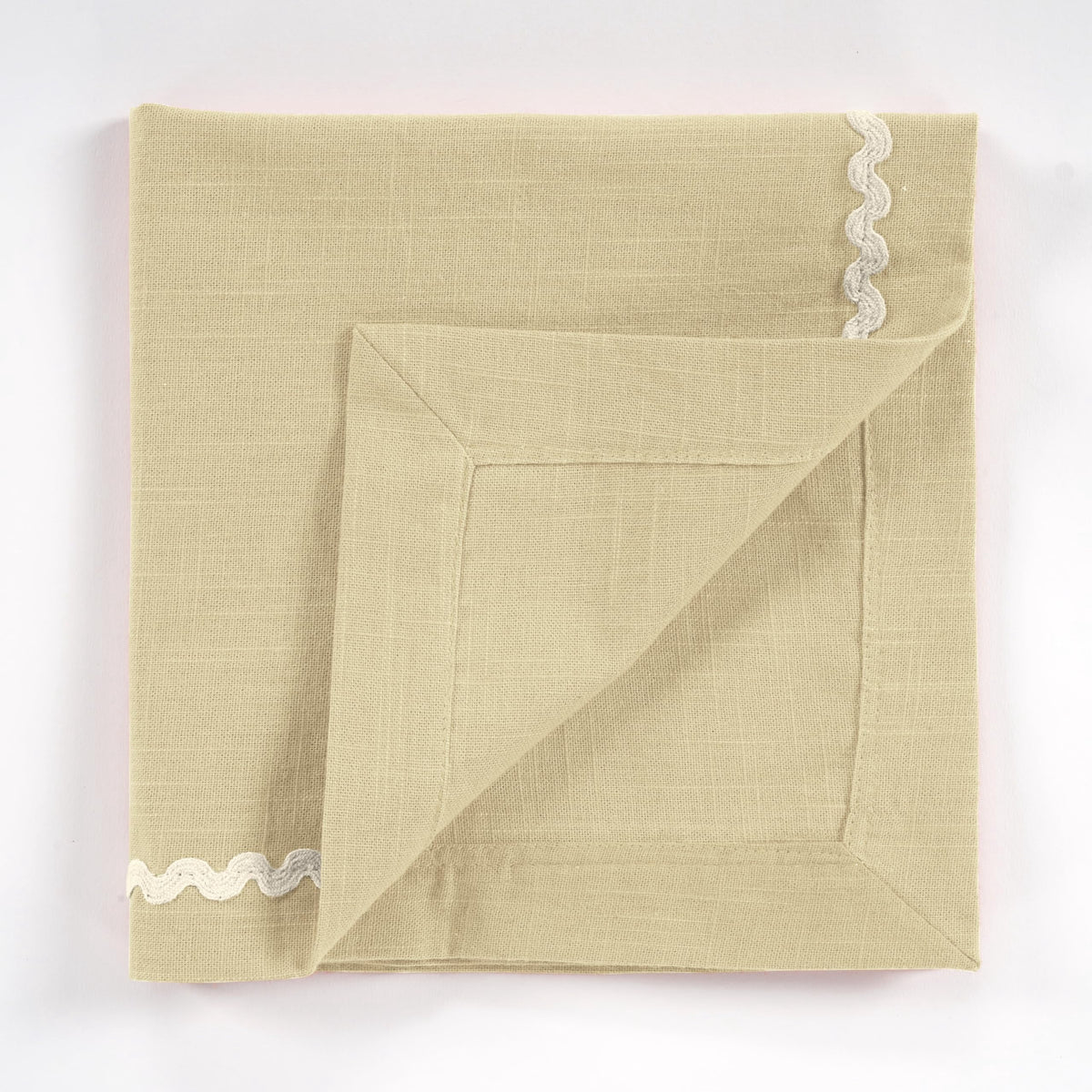 Fingercraft Cloth Napkin, Soft Quality Cotton Linen Blend Fabric, Dinner Napkins with Premium White Lace, 6 Pack, 20”x20” Aqua