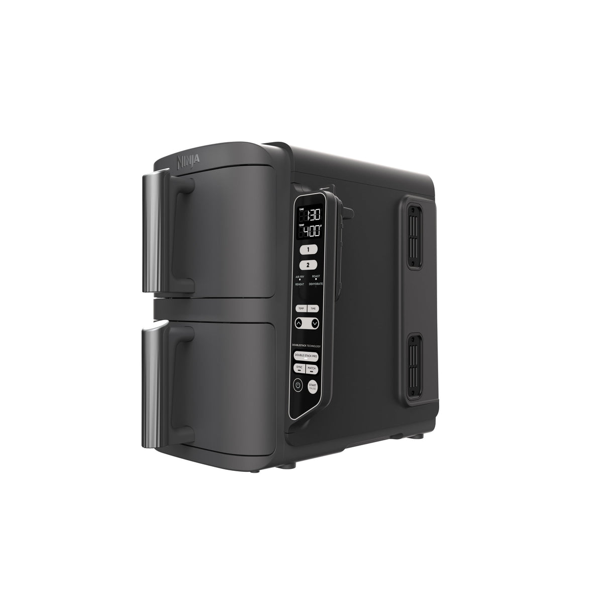 Ninja DoubleStack Air Fryer 8-Qt, 2 Baskets, Cook 4 Foods at Once, Space Saving, 4-in-1, SL200 Black