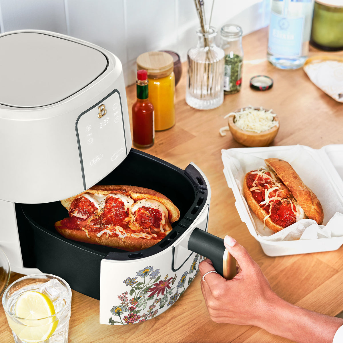 Beautiful 3 Qt Air Fryer with TurboCrisp Technology, EverGood Non-Toxic Ceramic Nonstick Coating, Chocolate by Drew Barrymore