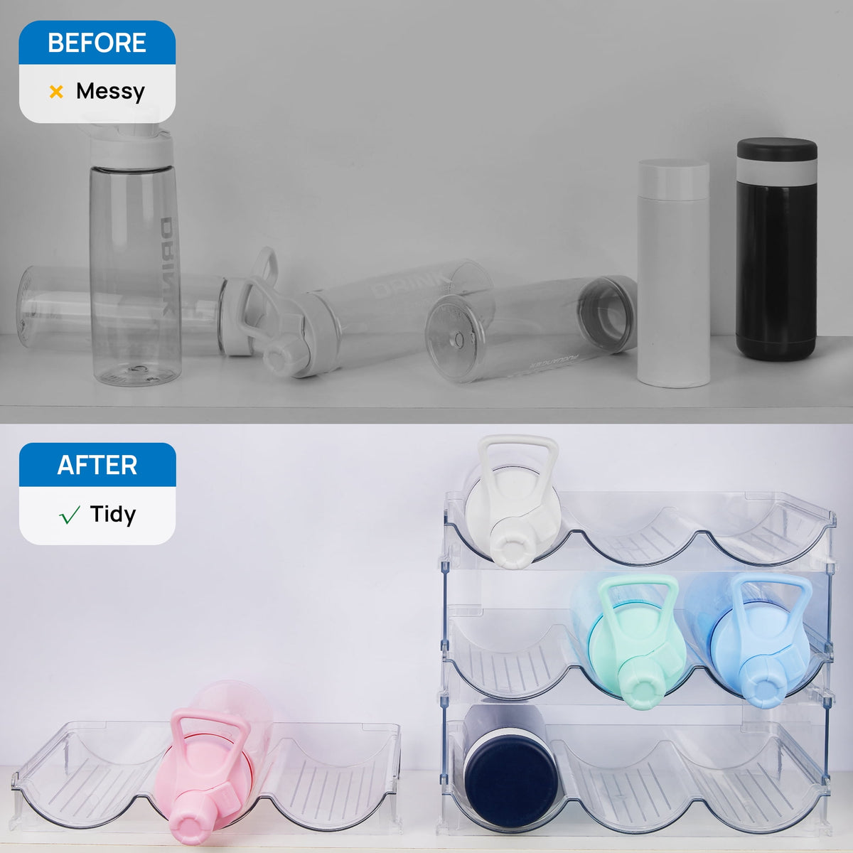 Sindcom Set of 10 Fridge Organizer, Refrigerator Organizing Bins with Handles, BPA-Free Clear Plastic Fridge Storage Containers