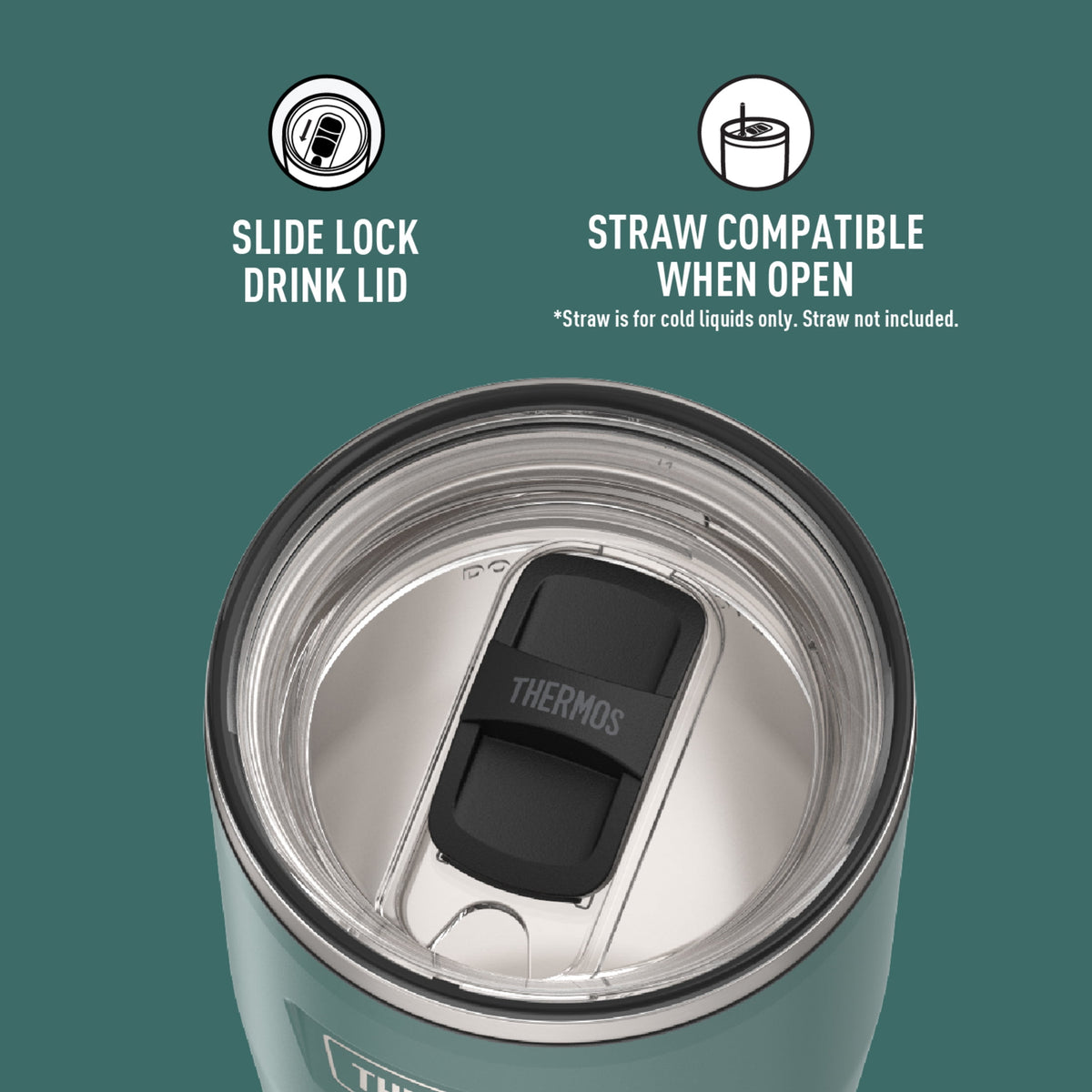 Thermos Stainless Steel Tumbler, w/ Slide Lock Lid, Graphite, 24 oz