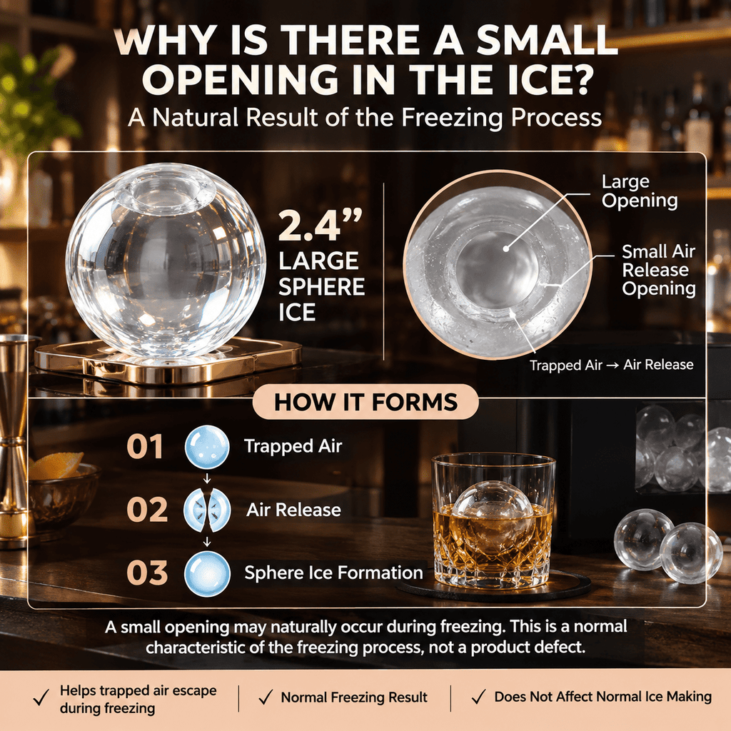 RIOXC Spherical Ice Maker, 2.4" Large Sphere Ice Ball Maker 108 Pcs/24H with Self-Cleaning Countertop Craft Ice for Whiskey Cocktails & Home Bar