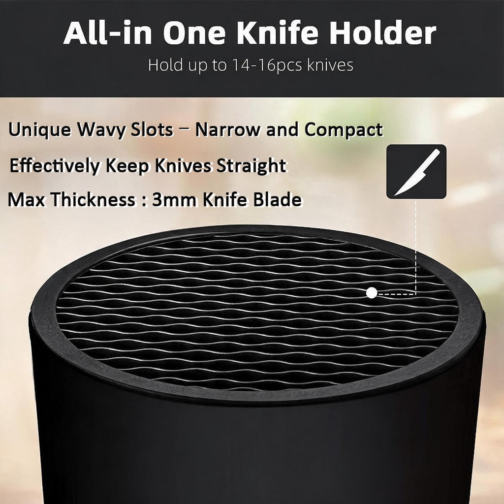 MYVIT Kitchen Knife Holder without Knives Round Empty Knife Block Holder for Countertop Storage Organizer,Black