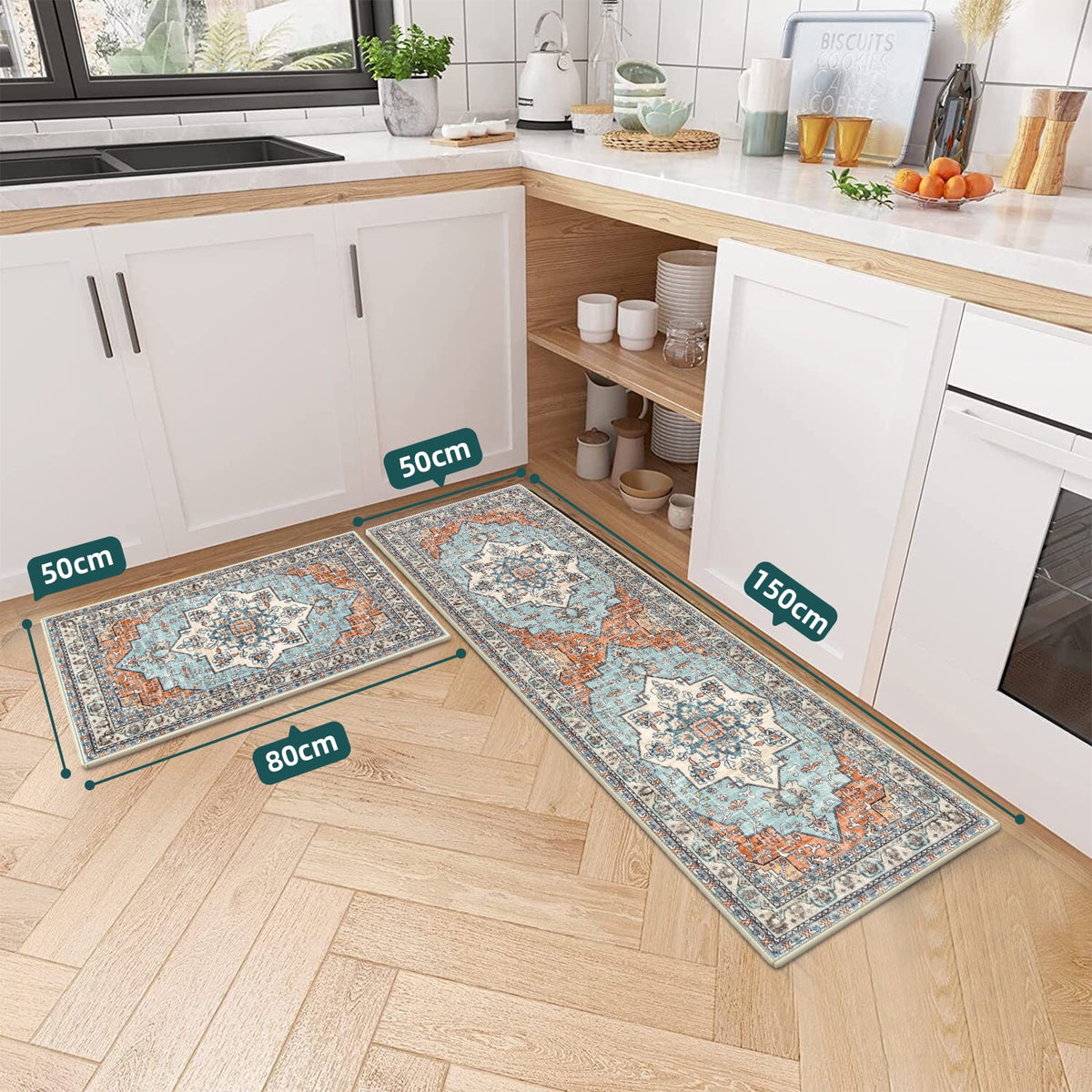 Findosom 3pcs Kitchen Rugs Set,Washable Boho Farmhouse Kitchen Mats for Floor,Non Slip Kitchen Floor Mat Carpet Runner Rugs for Entryway Hallway Laundry Home Decor 20"x32"+20"x32"+20"x47" Gray