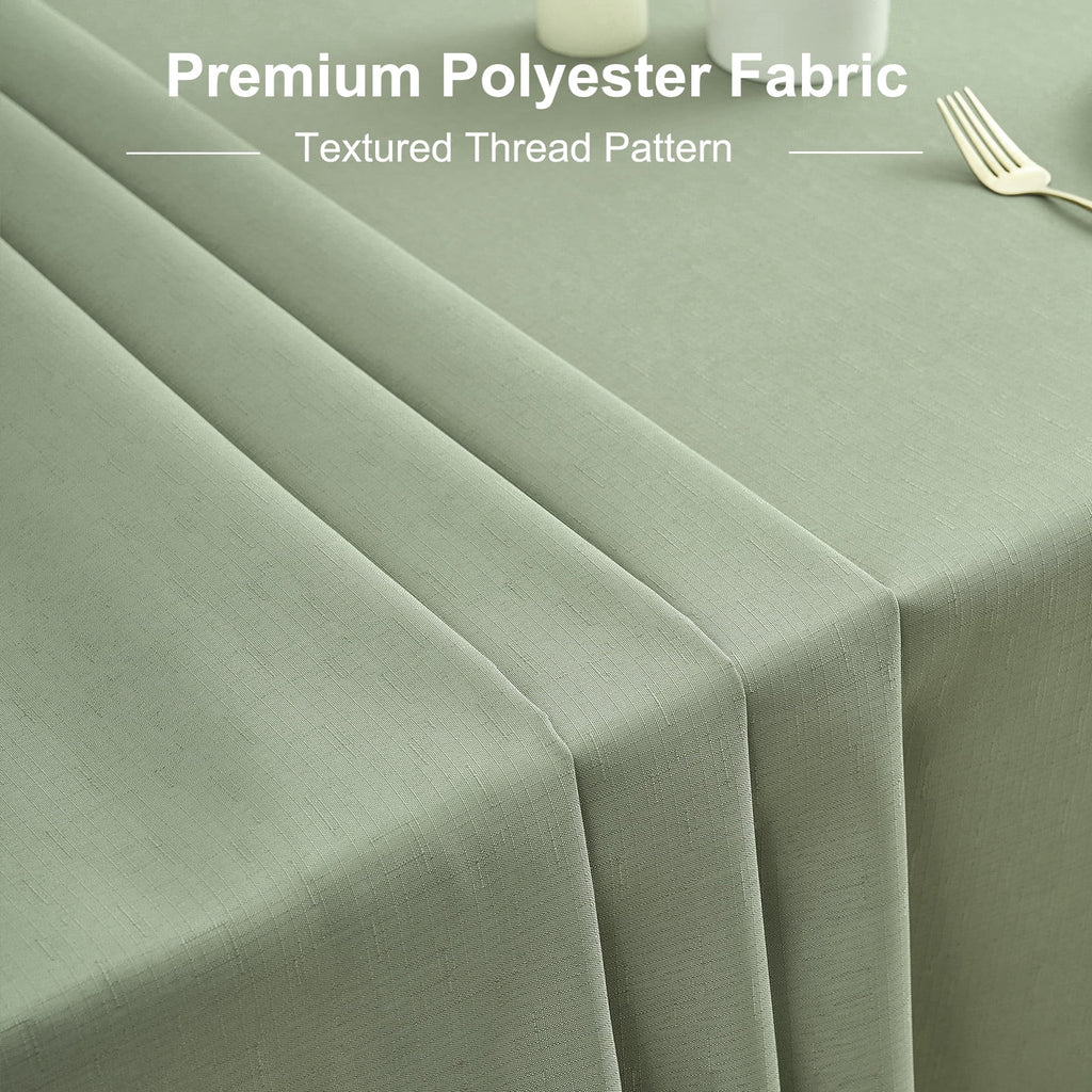 Inosoo Faux Linen Textured Rectangle Tablecloth - 60 x 84 inch Waterproof & Machine Washable Linen-Look Cloth Table Cover, White