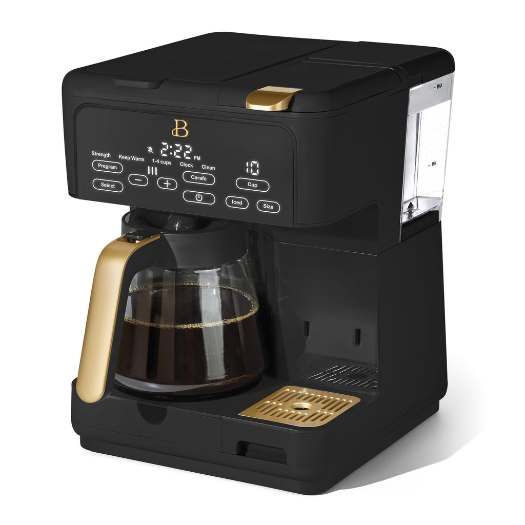 Beautiful by Drew Barrymore Multi-Brew 12-Cup Programmable Drip & Single-Serve Coffee Maker, White Icing