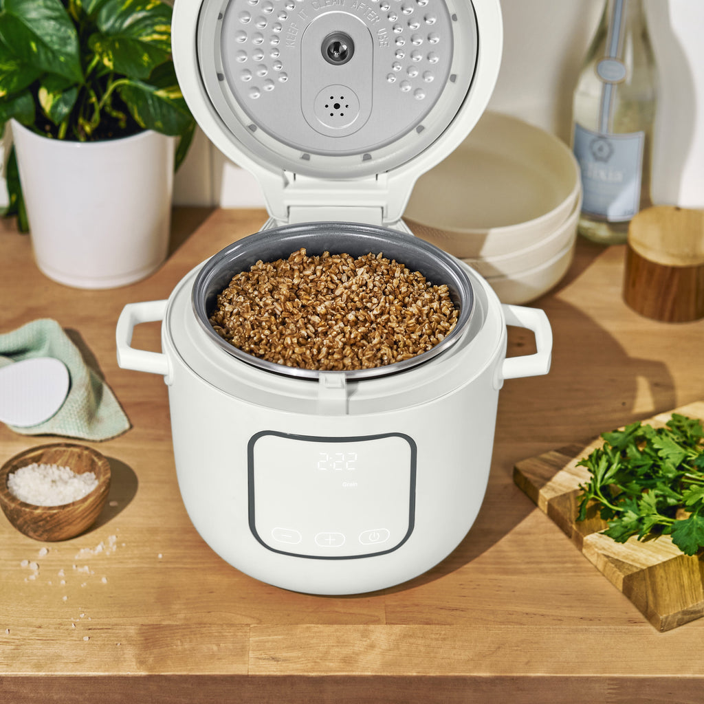 Beautiful 14-Cup Cooked, 6-Cups Uncooked Electric Rice and Grain Cooker, EverGood Ceramic Nonstick Coating, Thyme Green by Drew Barrymore