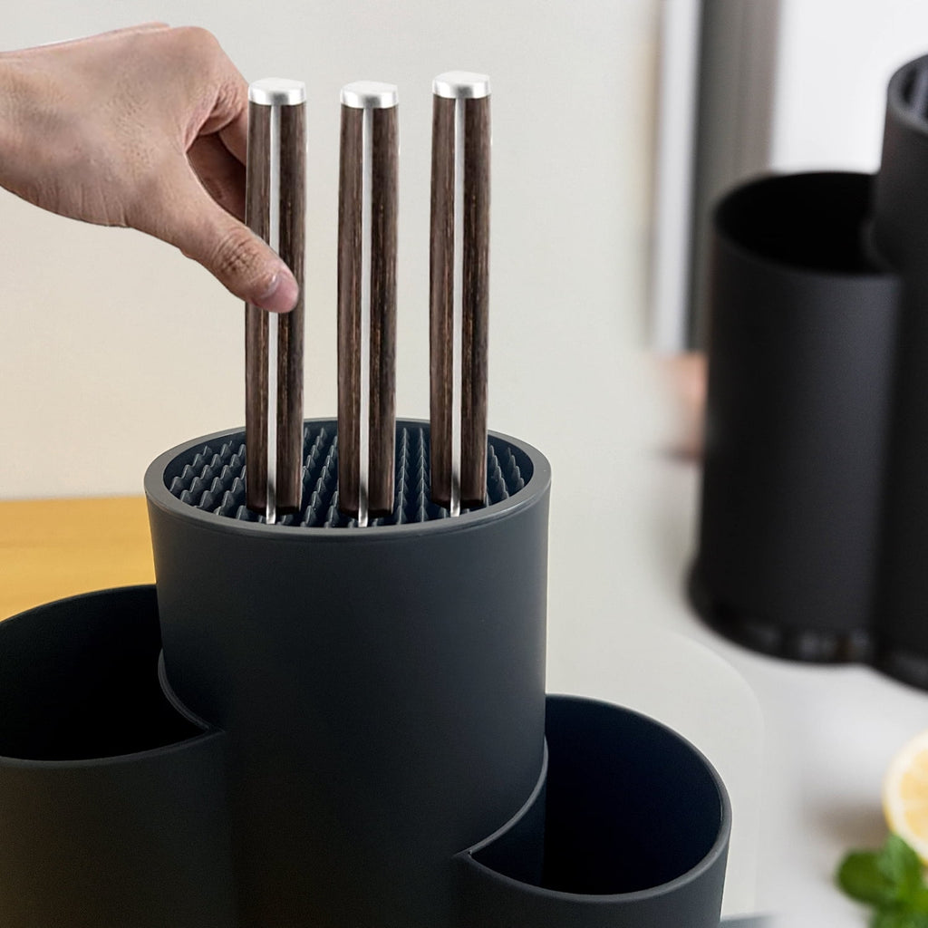 MYVIT Kitchen Knife Holder without Knives Round Empty Knife Block Holder for Countertop Storage Organizer,Black