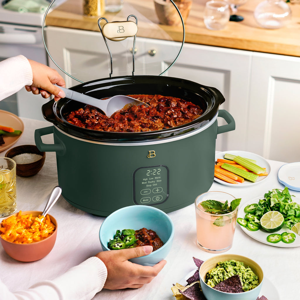 Beautiful 6 Qt Programmable Slow Cooker, Thyme Green by Drew Barrymore