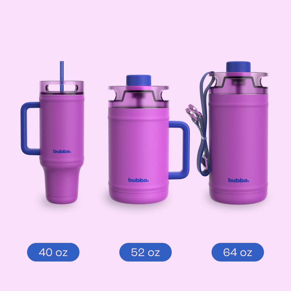 Bubba 52oz DualSip Insulated Stainless Steel Water Keg with Built-In Straw and Drink Opening and Side Handle, Moodbooster Purple/Blue