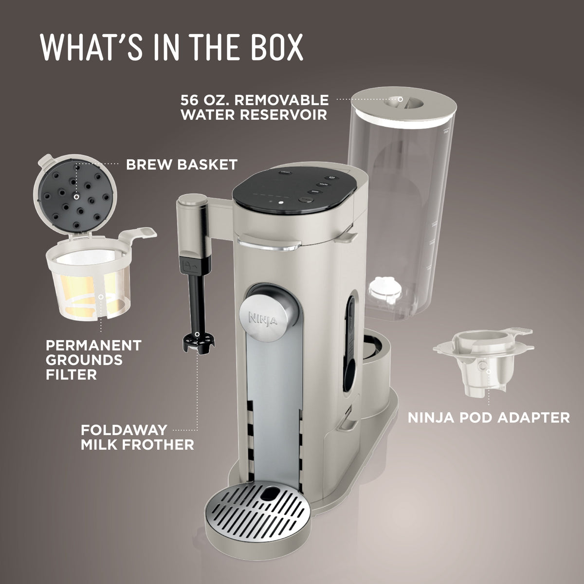 Ninja Pods & Grounds Specialty Single-Serve Coffee Maker, K-Cup Pod Compatible, Built-In Milk Frother, PB051SG, Sage Green