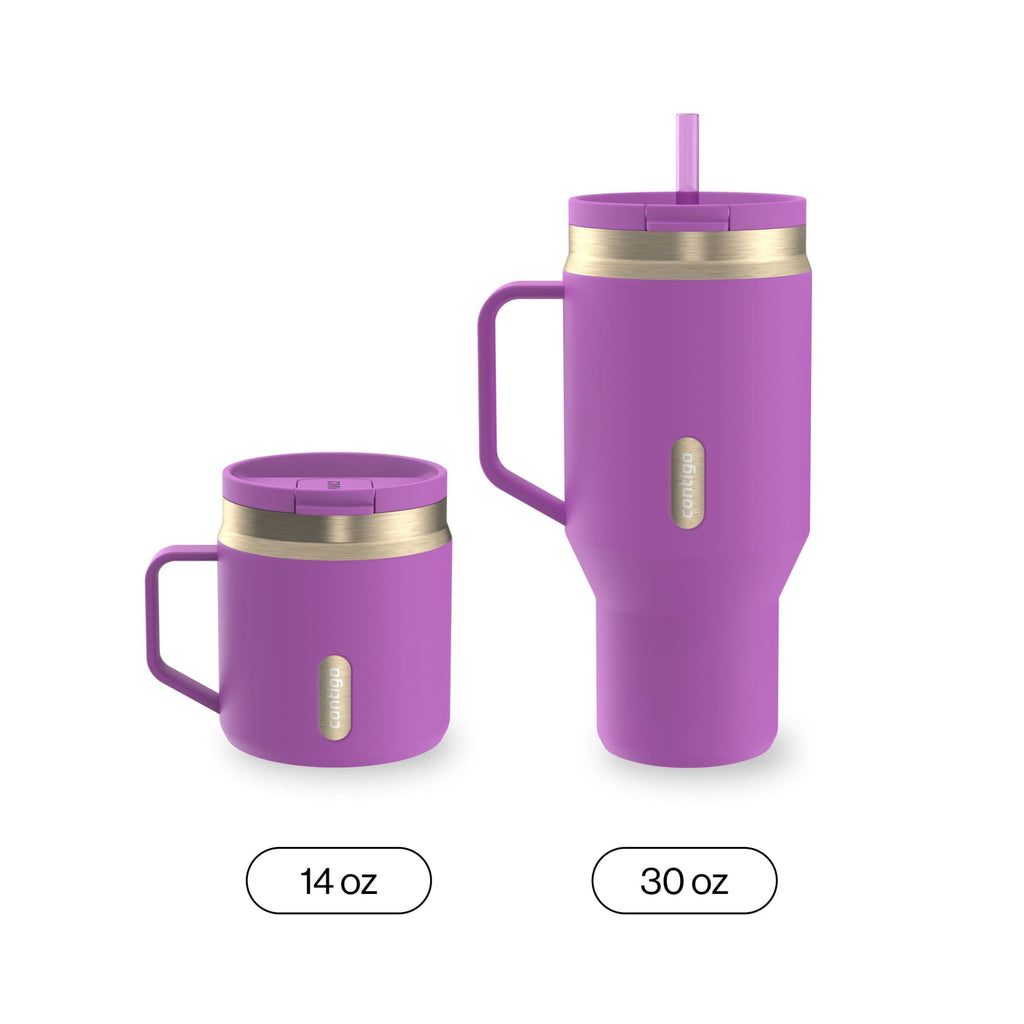 Contigo 30oz SnapSeal Insulated Stainless Steel Tumbler with Straw, Licorice Black/Bronze
