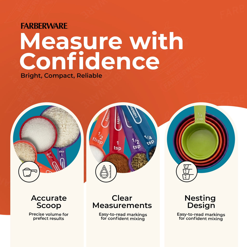 Farberware Kitchen Basics 9-Piece Colorful Measuring Cup & Spoon Set