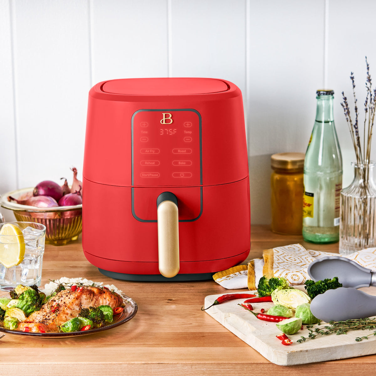Beautiful 3 Qt Air Fryer with TurboCrisp Technology, EverGood Non-Toxic Ceramic Nonstick Coating, Chocolate by Drew Barrymore