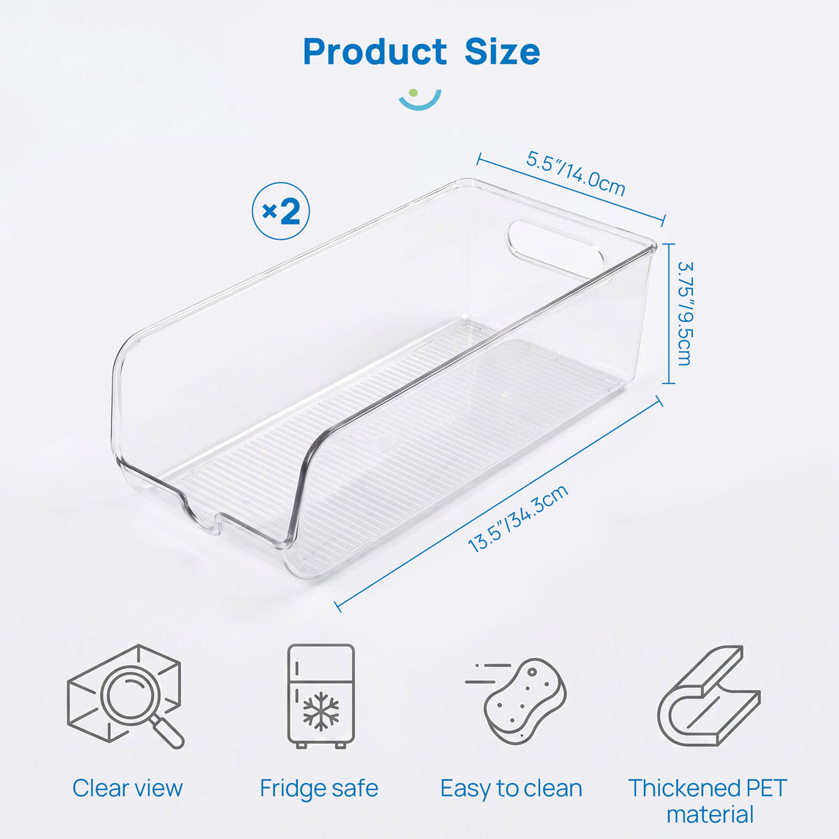 Sindcom Set of 10 Fridge Organizer, Refrigerator Organizing Bins with Handles, BPA-Free Clear Plastic Fridge Storage Containers