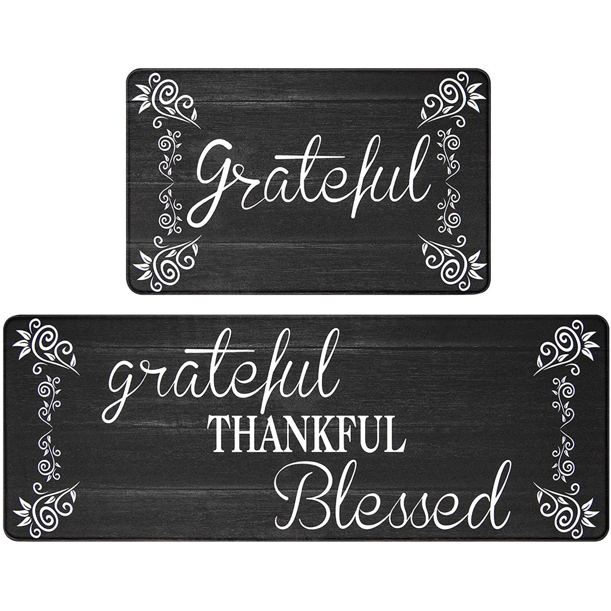 Findosom 2pcs Kitchen Rug Set, 18"x30"+18"x47" Non-slip Anti-Fatigue Kitchen Mats Farmhouse Waterproof Kitchen Runner,Ergonomic Comfort Cushioned Standing Mat for Floor,Home,Office,Sink,Laundry Blue