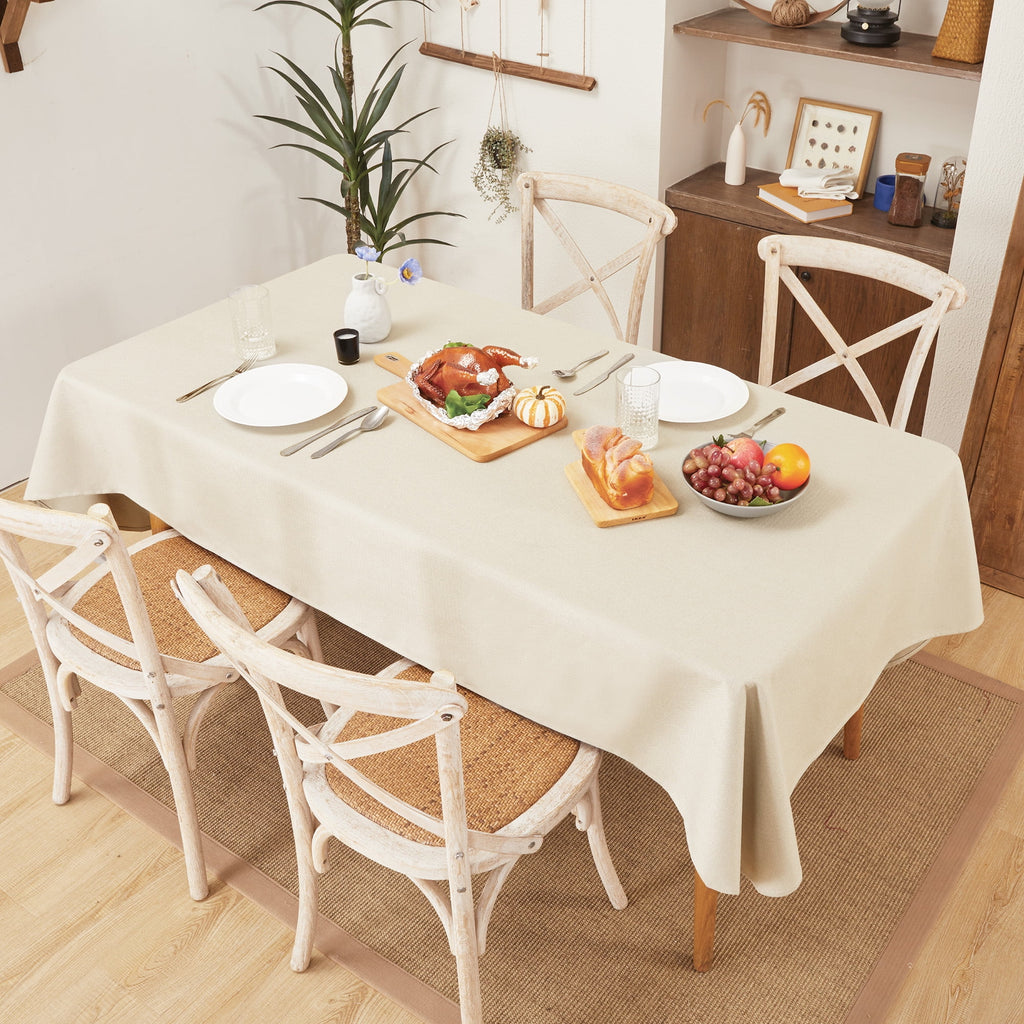 Deconovo Square Tablecloth with Waterproof Finish, Easy-Clean Polyester Table Cover, 54 x 54 Inch, Dark Gray