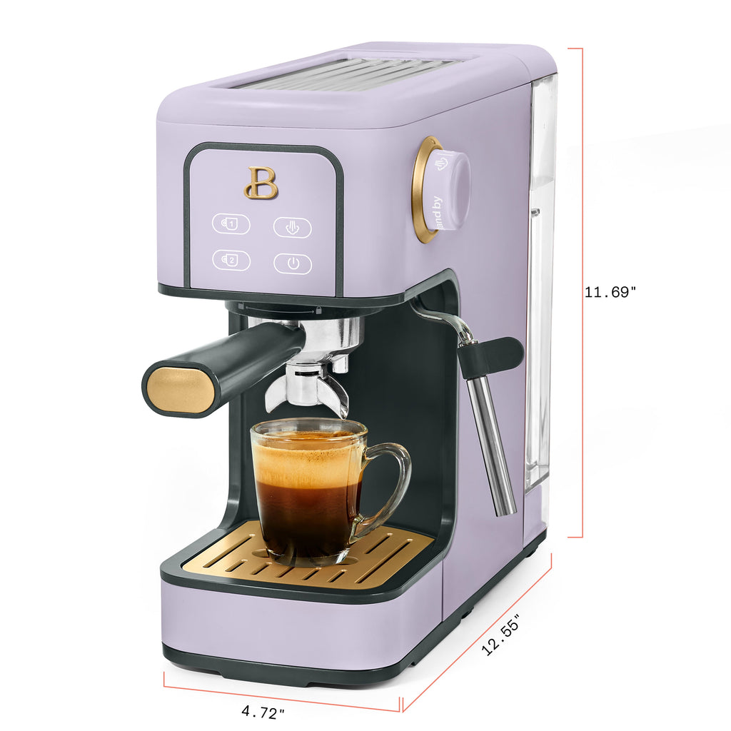 Beautiful by Drew Barrymore Slim Espresso Machine, 20-Bar Pressure, Black Sesame