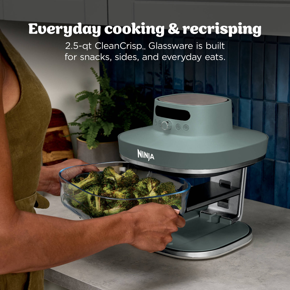 Ninja Crispi Pro Glass Air Fryer 6-Qt & 2.5-Qt, 6-in-1, Air Fry, Bake, Dehydrate, Dishwasher Safe, AS101LG Dove