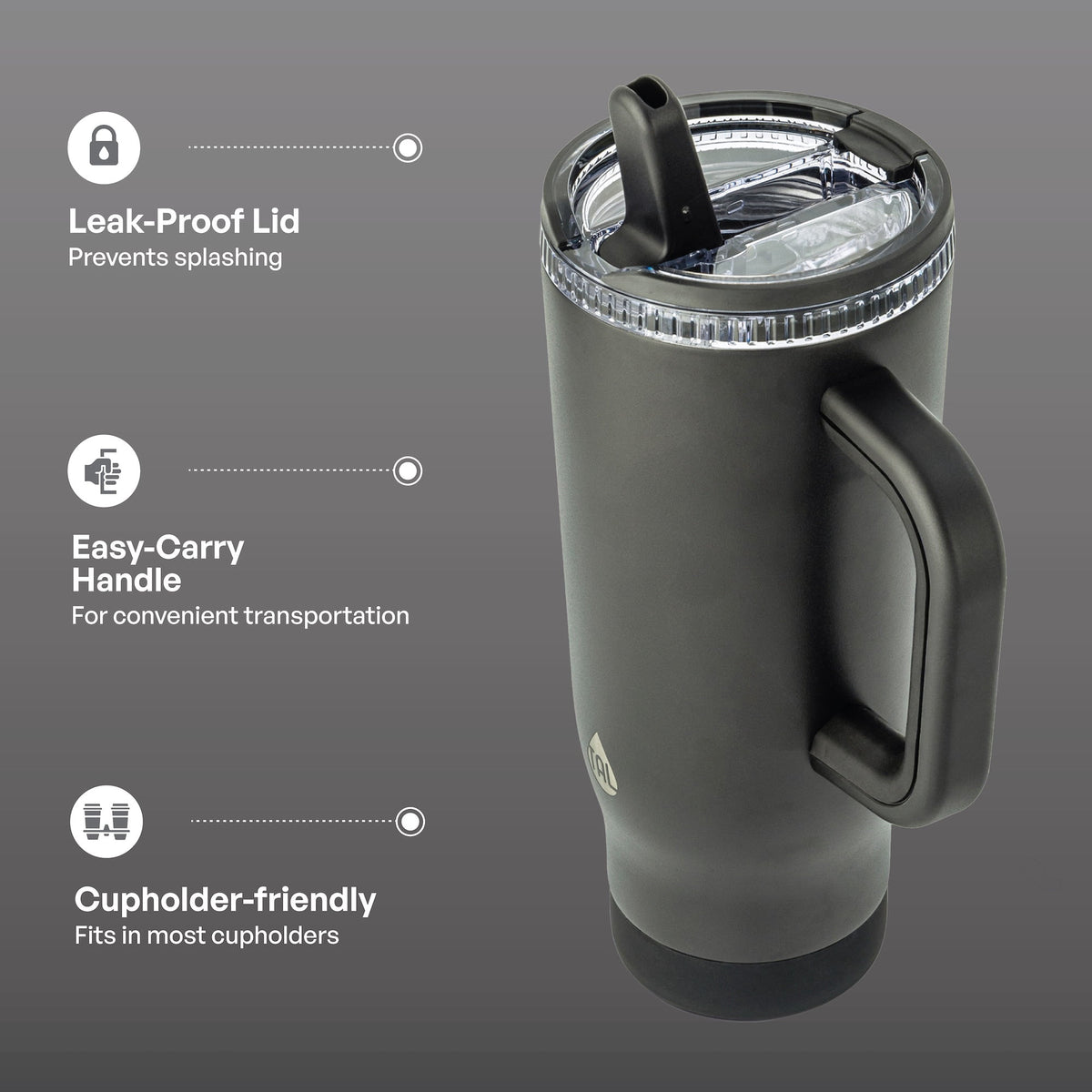 TAL 32oz Stainless Steel Skye Tumbler with Flip-Up Straw, Black