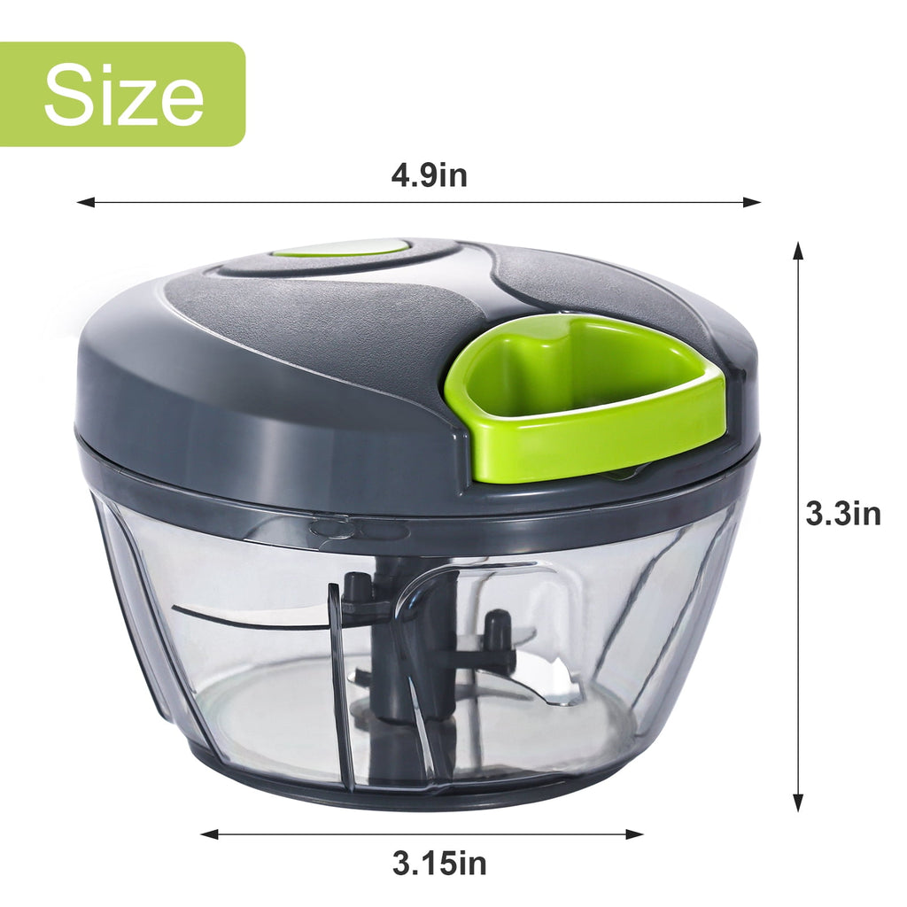 Dream Snail Vegetable Chopper Manual Food Processor with Pull Cord, 500 ml Hand-Powered Kitchen Cutter for Garlic, Onion, Veggies & Fruits