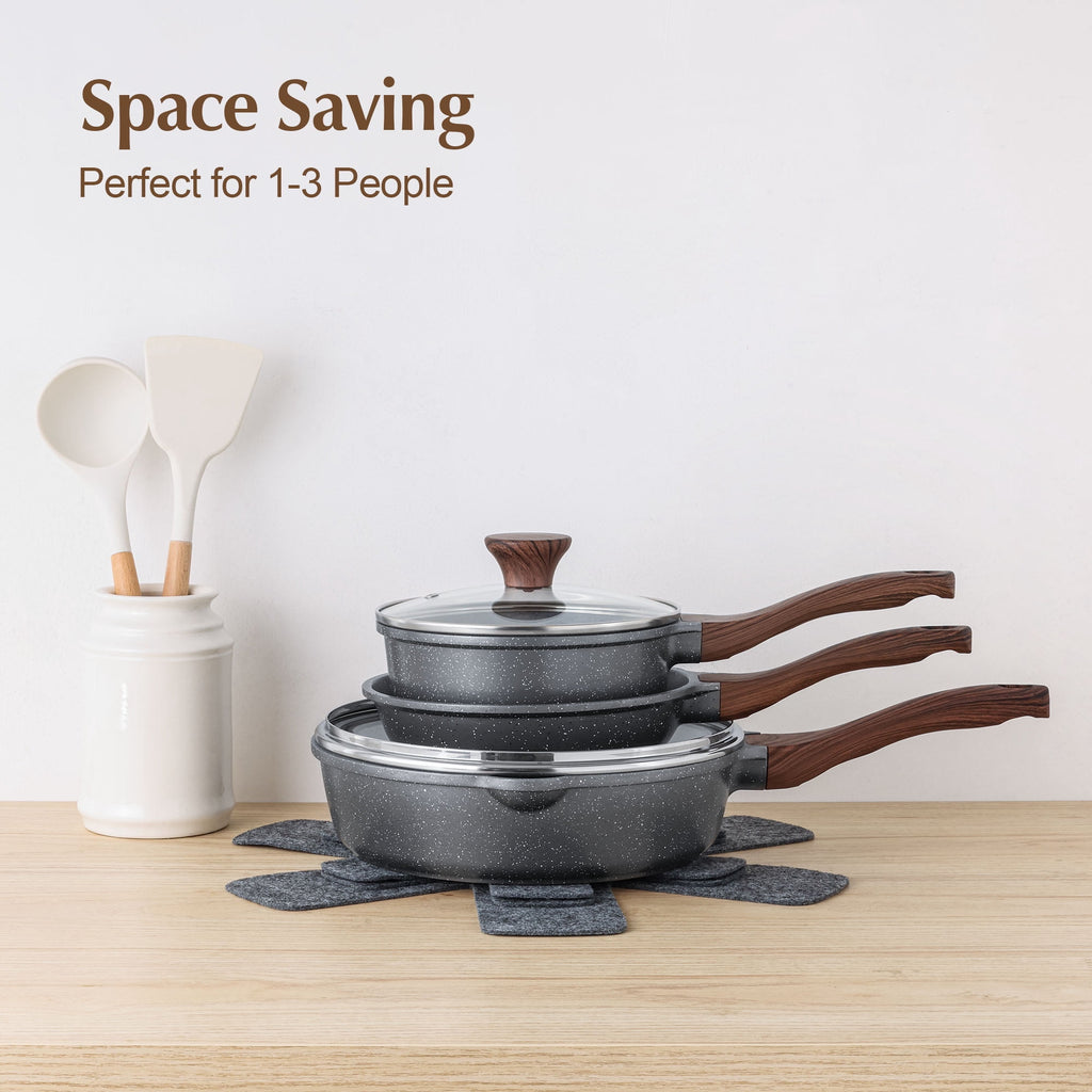 SENSARTE Ceramic Nonstick Pots and Pans Set, 10Pcs Healthy Non Stick Cookware Set with Pots Protectors, Induction Kitchen Cookware Sets, Dishwasher Safe White