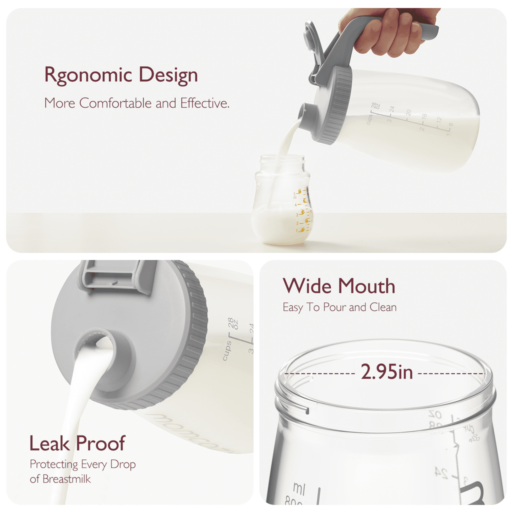 Momcozy Breast Milk Pitcher, Resistant to Heat and Cold Abrupt Temp Swings, 1 Quart Mason Jar