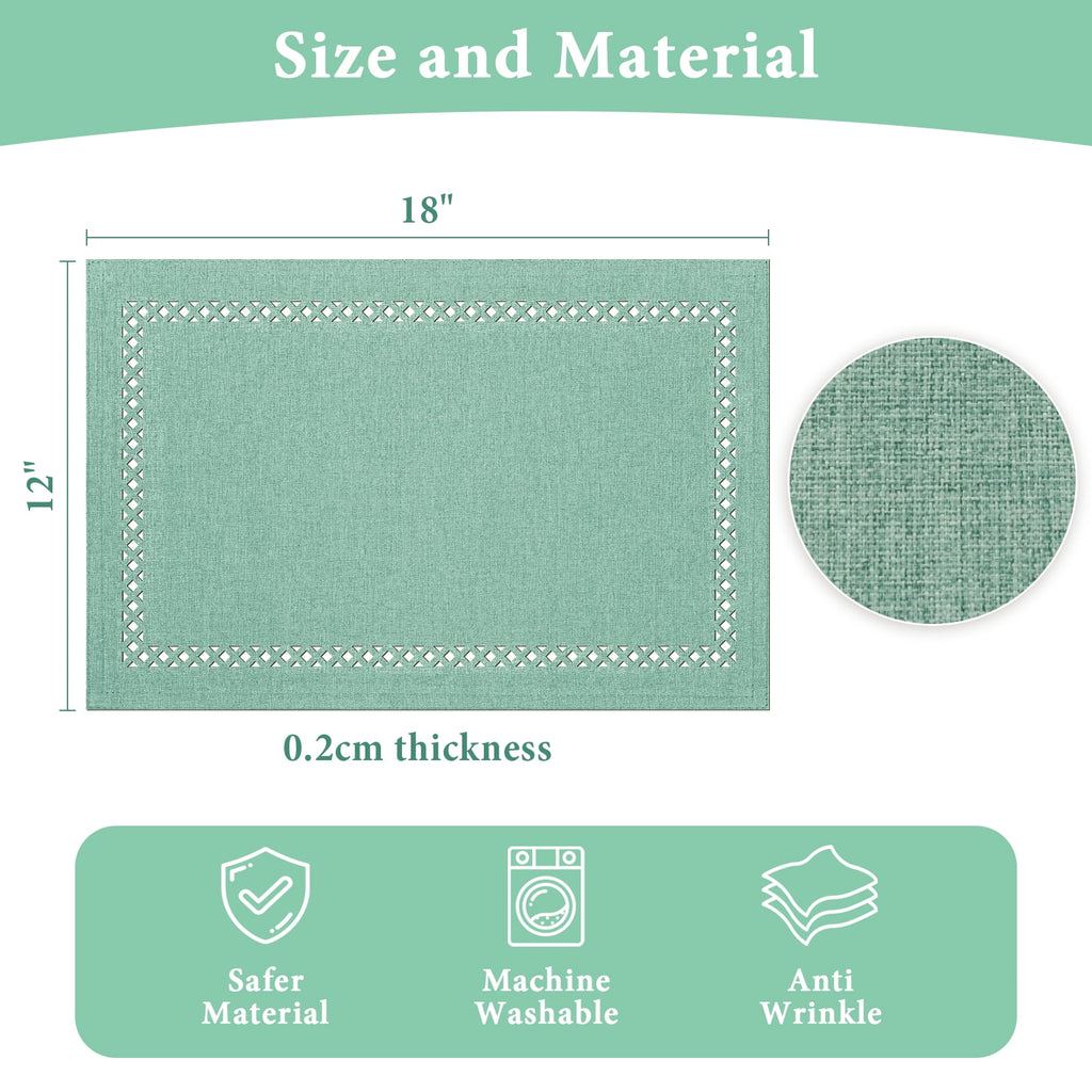 Placemats Set of 4, Yamaziot Double Layer Cloth Fabric Heat Resistant Place Mat, Washable Reversible Rectangle Dining Table Mats, Hollow Khaki, 12"x18"