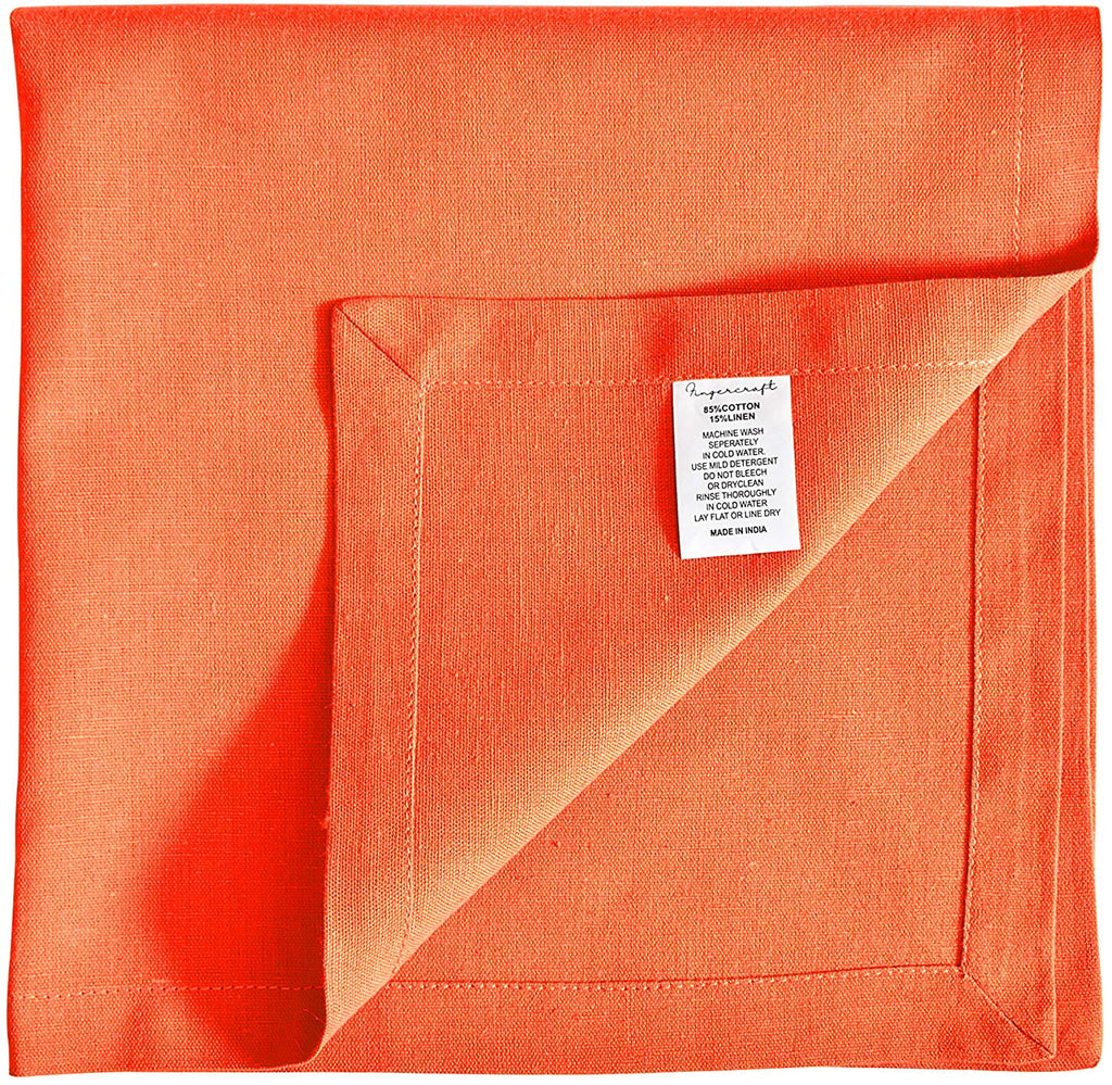 Fingercraft Cloth Napkin, Solid Color Cotton Linen Blend Table Napkins, Soft and Absorbent Fabric, Set of 12, Blush Pink