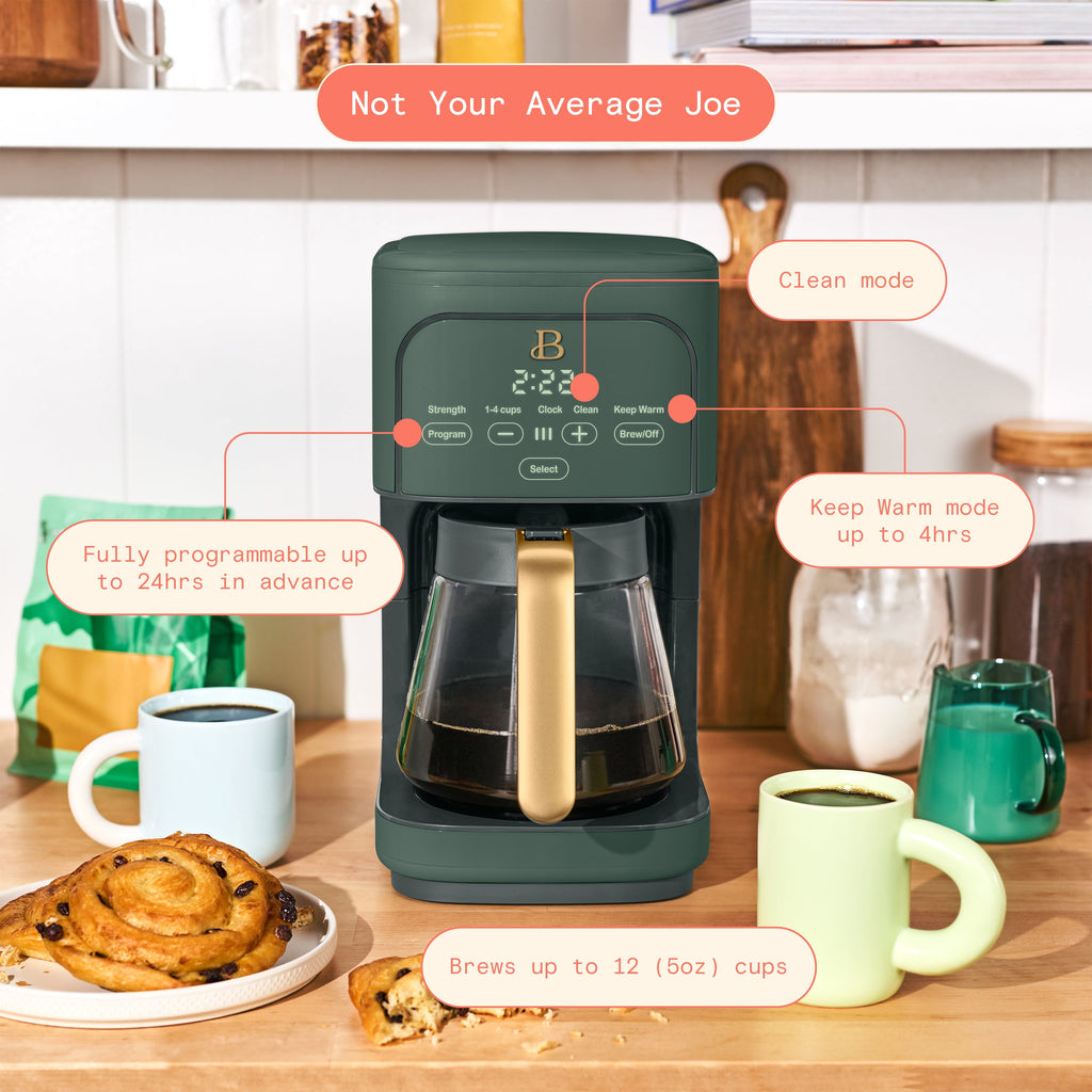Beautiful by Drew Barrymore 12-Cup Programmable Coffee Maker, White Icing