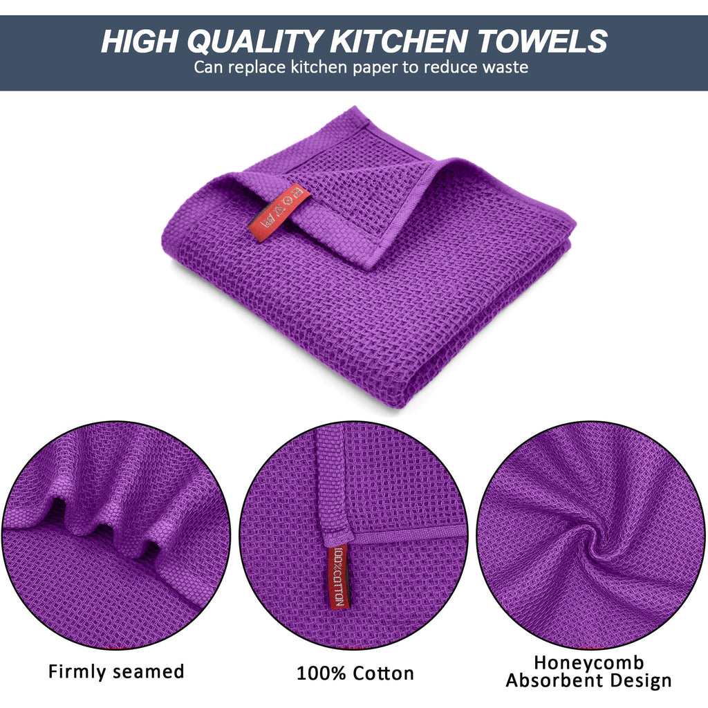 Homieway 6 Pack 100% Cotton Dish Towels, Waffle Weave Dish Cloths for Washing Dishes, Quick Drying Kitchen Dish Towels Rags, 12x12 Inches, Mixed Color