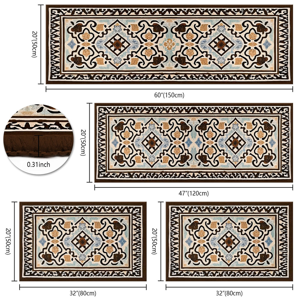 TECHVIDA Kitchen Rug Set 3 Piece,Non Slip Machine Washable Kitchen Mats, Farmhouse Hallway Doormat for Home Floor and Living Room,Gray