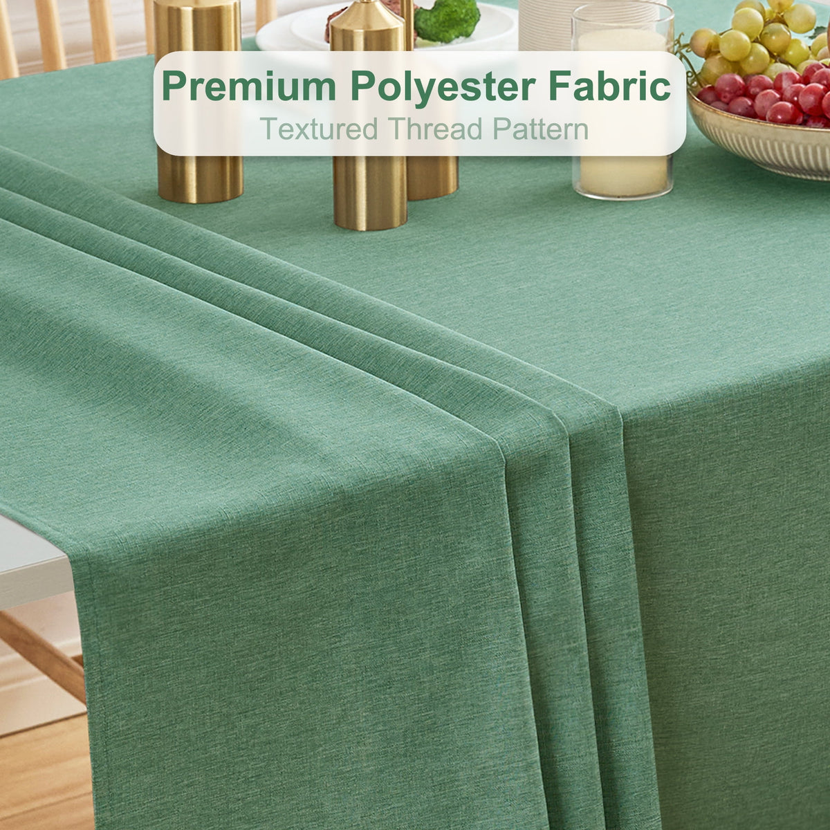 Inosoo Faux Linen Textured Rectangle Tablecloth - 60 x 84 inch Waterproof & Machine Washable Linen-Look Cloth Table Cover, White