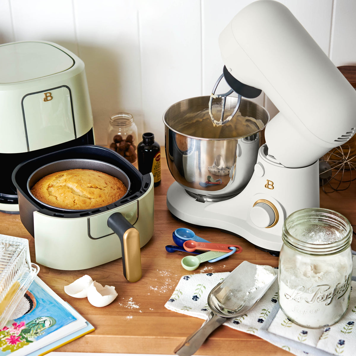 Beautiful 3.5 Qt Stand Mixer with Flat Beater, Dough Hook, Balloon Whisk, Chocolate by Drew Barrymore